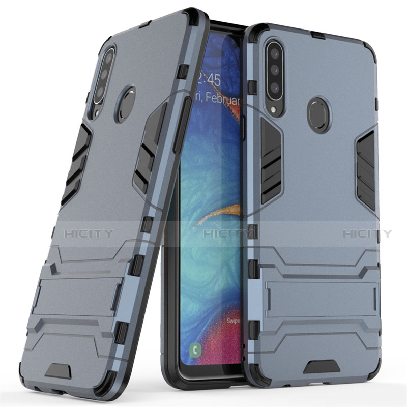 Custodia Silicone e Plastica Opaca Cover con Supporto A01 per Samsung Galaxy A20s