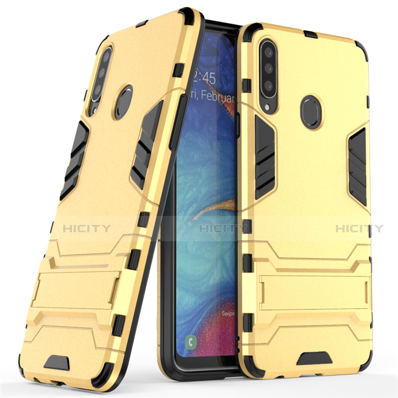 Custodia Silicone e Plastica Opaca Cover con Supporto A01 per Samsung Galaxy A20s