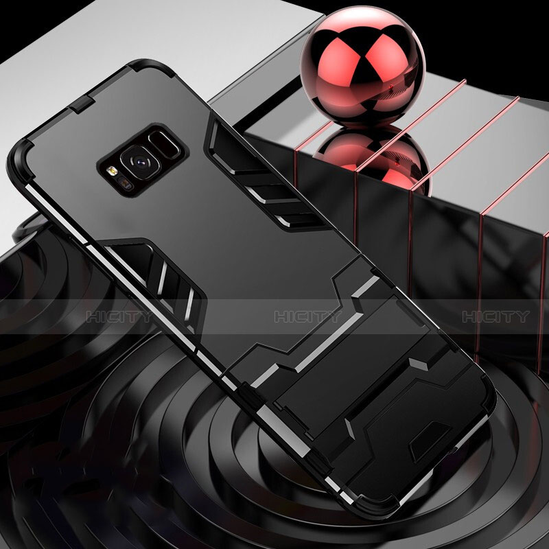 Custodia Silicone e Plastica Opaca Cover con Supporto A01 per Samsung Galaxy S8 Nero