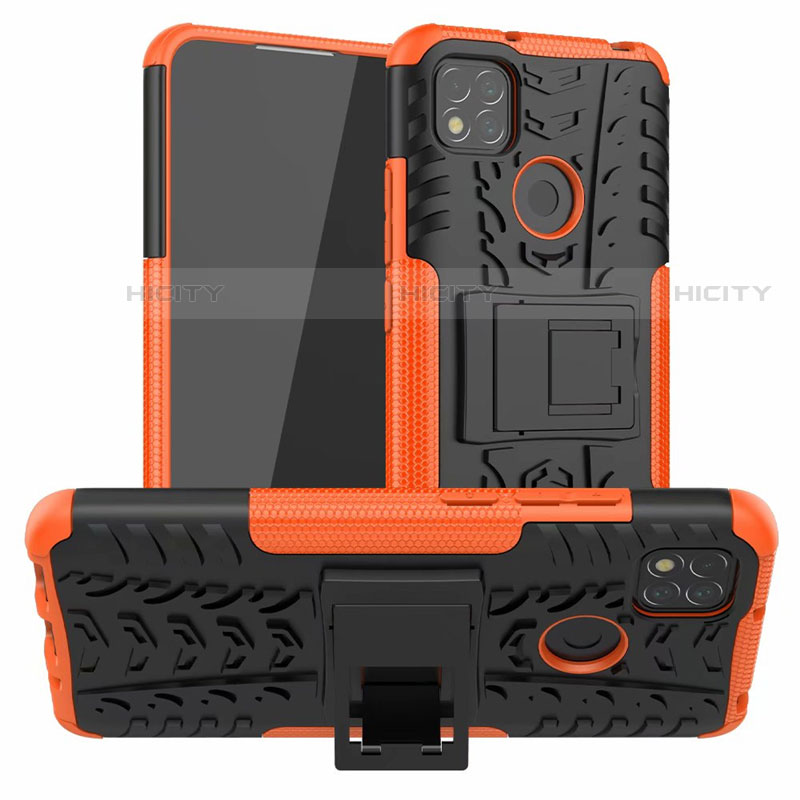 Custodia Silicone e Plastica Opaca Cover con Supporto A01 per Xiaomi Redmi 9C