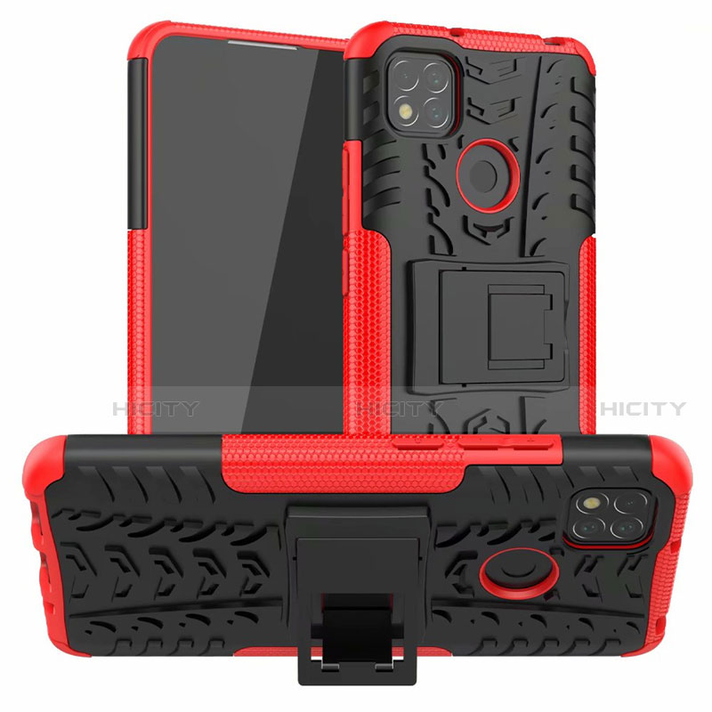 Custodia Silicone e Plastica Opaca Cover con Supporto A01 per Xiaomi Redmi 9C NFC