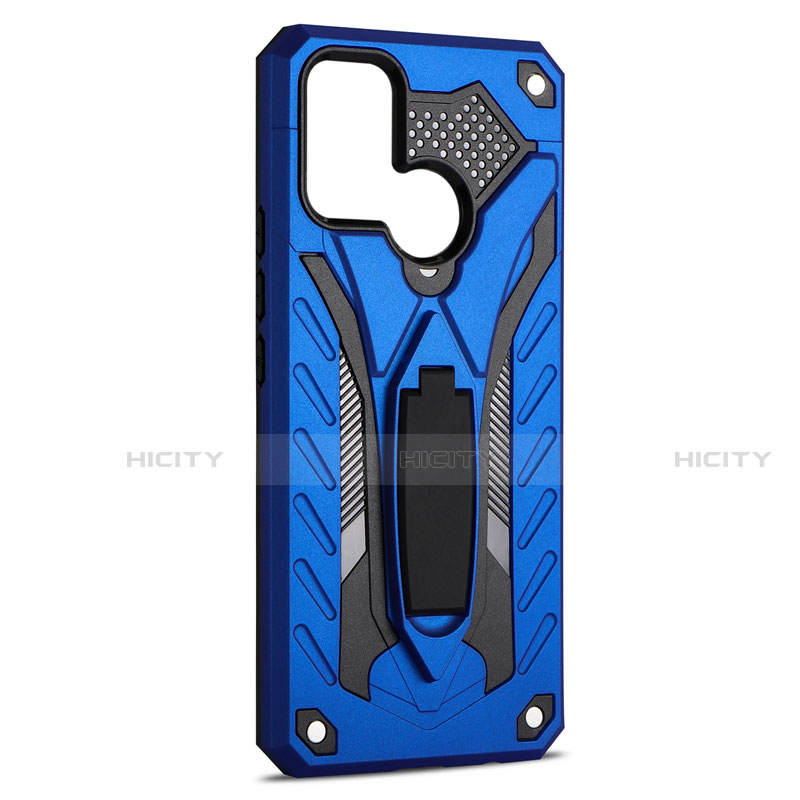 Custodia Silicone e Plastica Opaca Cover con Supporto A02 per Realme C17 Blu