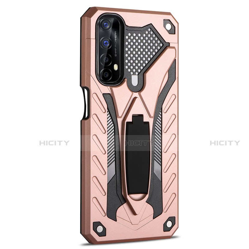 Custodia Silicone e Plastica Opaca Cover con Supporto A02 per Realme Narzo 20 Pro Oro Rosa