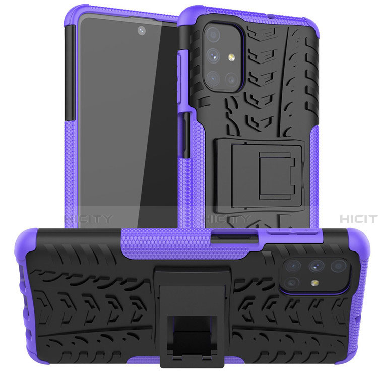 Custodia Silicone e Plastica Opaca Cover con Supporto A02 per Samsung Galaxy M51 Viola