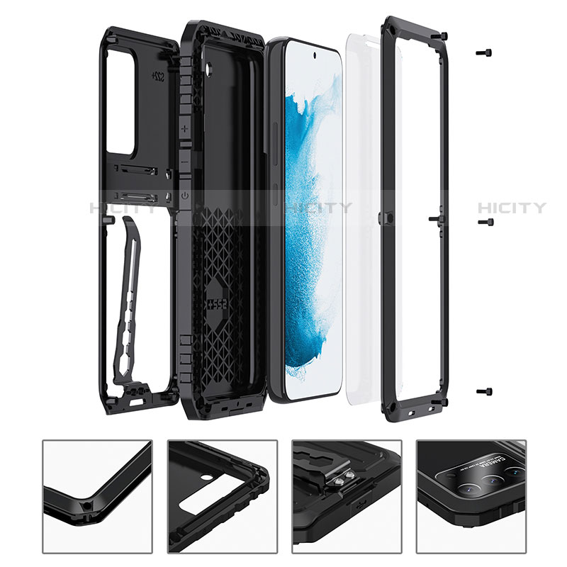 Custodia Silicone e Plastica Opaca Cover con Supporto A02 per Samsung Galaxy S22 5G