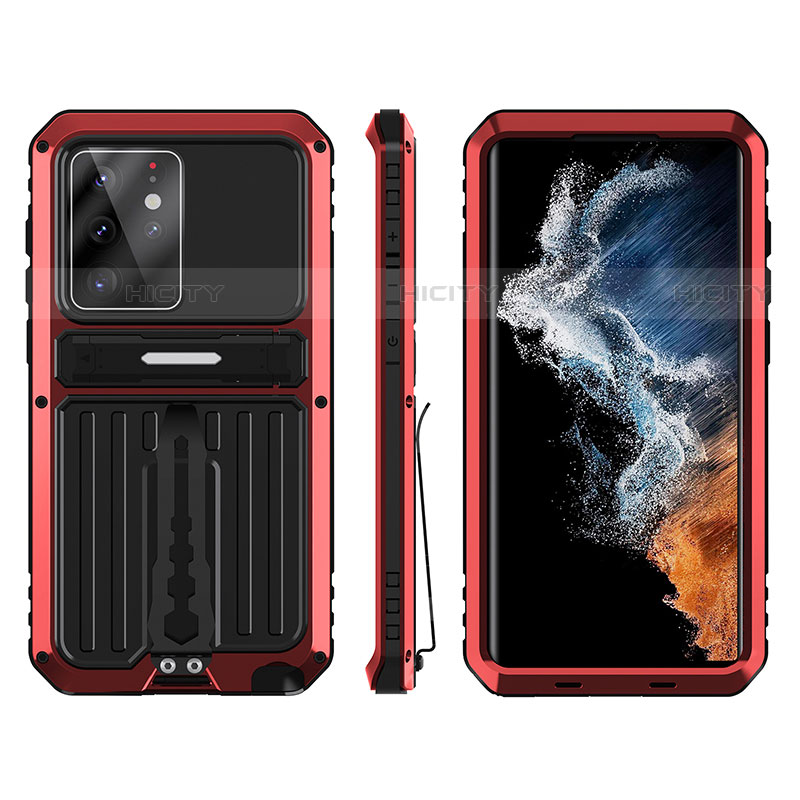 Custodia Silicone e Plastica Opaca Cover con Supporto A02 per Samsung Galaxy S22 Ultra 5G