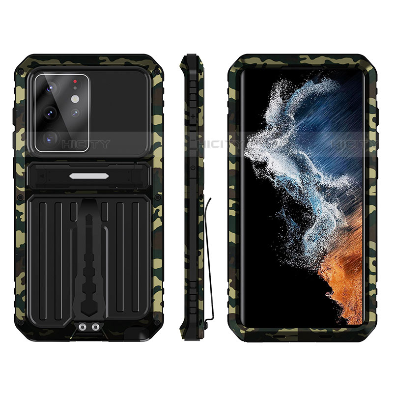 Custodia Silicone e Plastica Opaca Cover con Supporto A02 per Samsung Galaxy S22 Ultra 5G