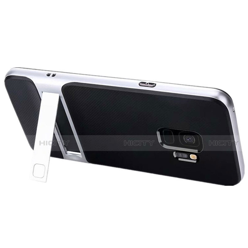 Custodia Silicone e Plastica Opaca Cover con Supporto A02 per Samsung Galaxy S9 Bianco