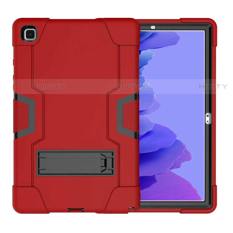 Custodia Silicone e Plastica Opaca Cover con Supporto A02 per Samsung Galaxy Tab A7 4G 10.4 SM-T505 Rosso