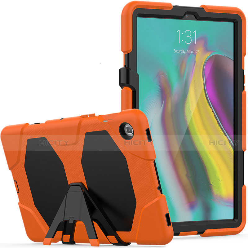 Custodia Silicone e Plastica Opaca Cover con Supporto A02 per Samsung Galaxy Tab S5e 4G 10.5 SM-T725 Arancione