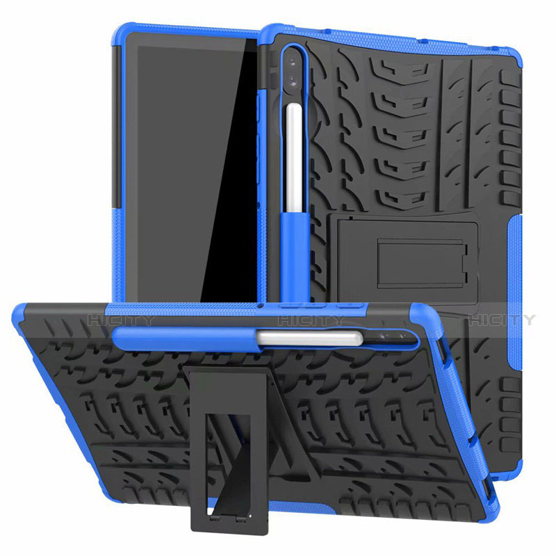 Custodia Silicone e Plastica Opaca Cover con Supporto A02 per Samsung Galaxy Tab S6 10.5 SM-T860 Blu