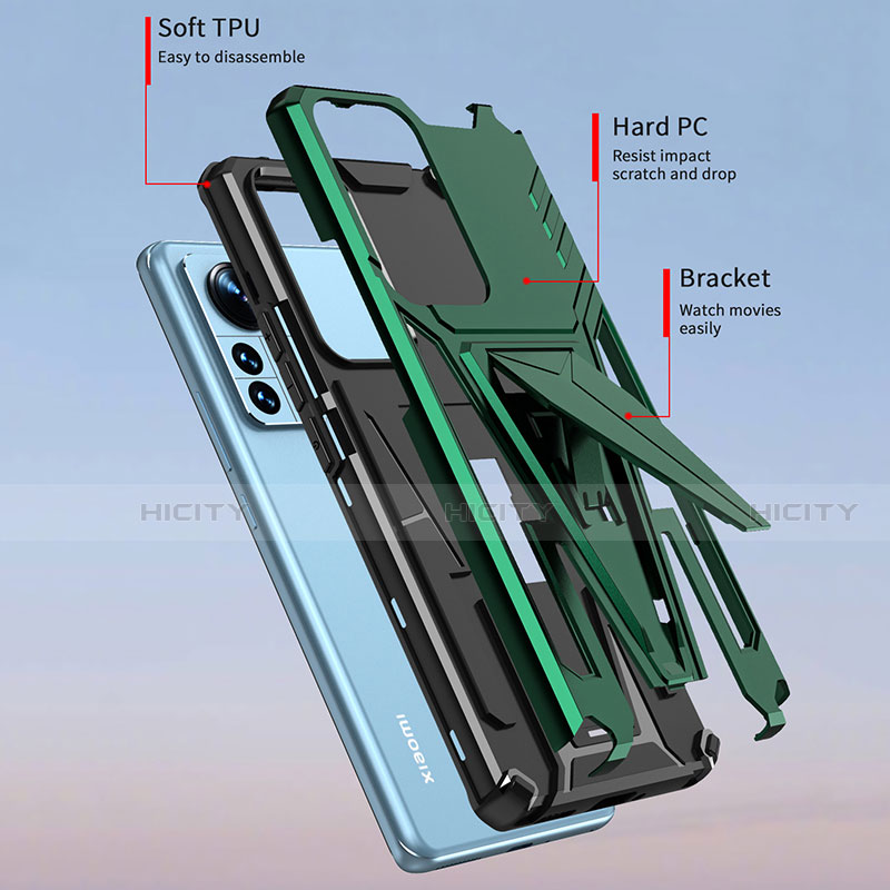 Custodia Silicone e Plastica Opaca Cover con Supporto A02 per Xiaomi Mi 12 5G