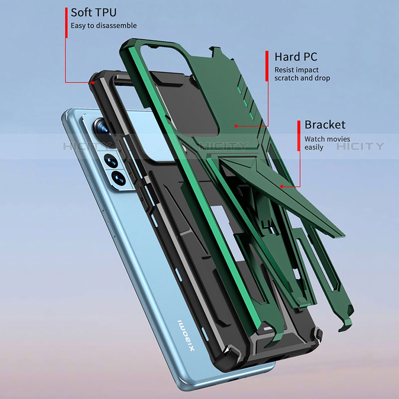 Custodia Silicone e Plastica Opaca Cover con Supporto A02 per Xiaomi Mi 12S 5G
