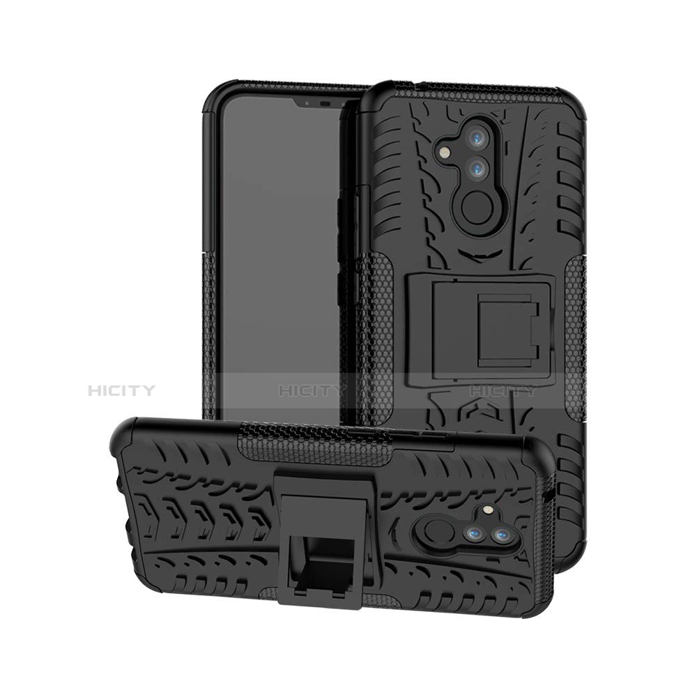 Custodia Silicone e Plastica Opaca Cover con Supporto A03 per Huawei Mate 20 Lite Nero