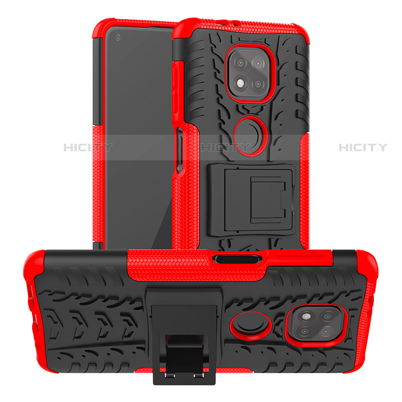 Custodia Silicone e Plastica Opaca Cover con Supporto A03 per Motorola Moto G Power (2021) Rosso