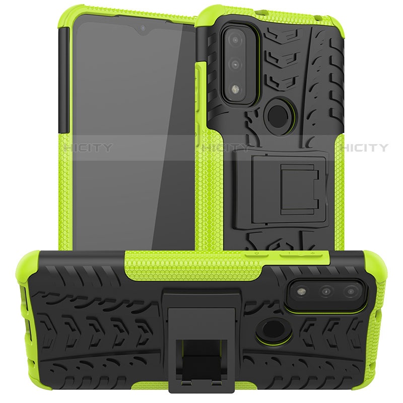 Custodia Silicone e Plastica Opaca Cover con Supporto A03 per Motorola Moto G Pure Verde