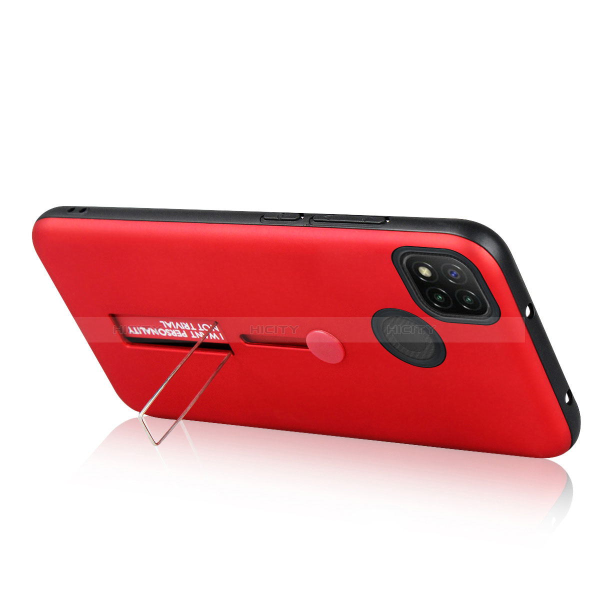 Custodia Silicone e Plastica Opaca Cover con Supporto A03 per Xiaomi Redmi 9 India