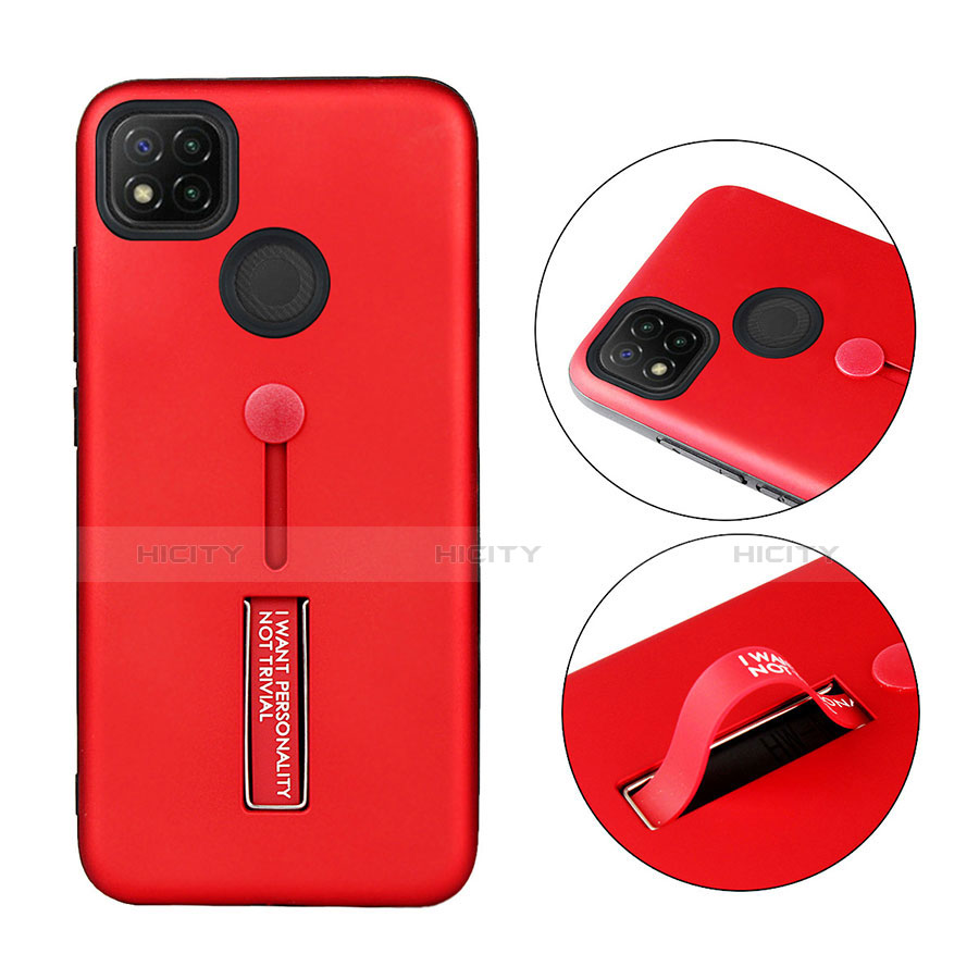 Custodia Silicone e Plastica Opaca Cover con Supporto A03 per Xiaomi Redmi 9 India