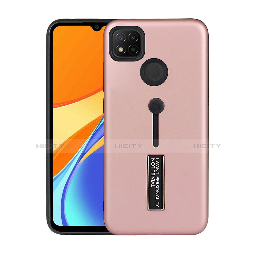 Custodia Silicone e Plastica Opaca Cover con Supporto A03 per Xiaomi Redmi 9 India