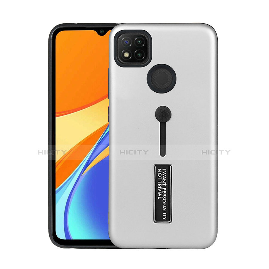 Custodia Silicone e Plastica Opaca Cover con Supporto A03 per Xiaomi Redmi 9 India