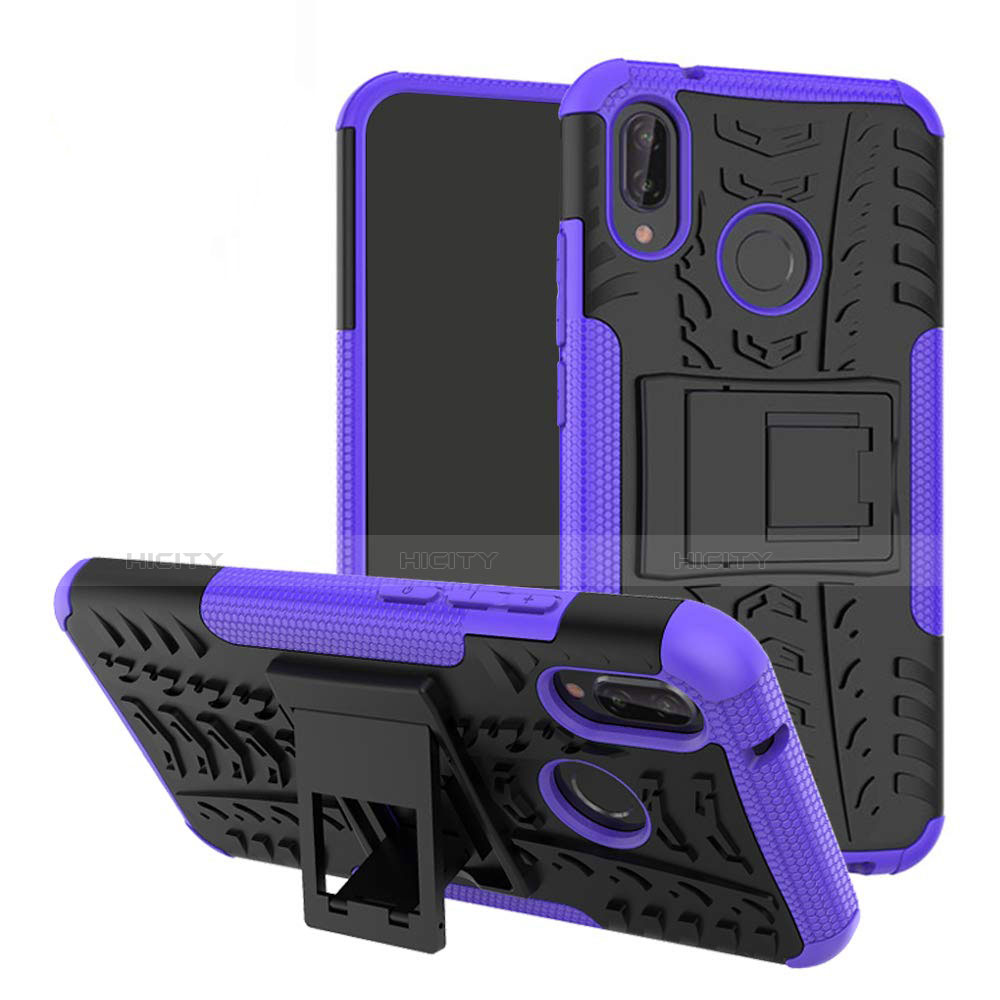 Custodia Silicone e Plastica Opaca Cover con Supporto A04 per Huawei Nova 3e