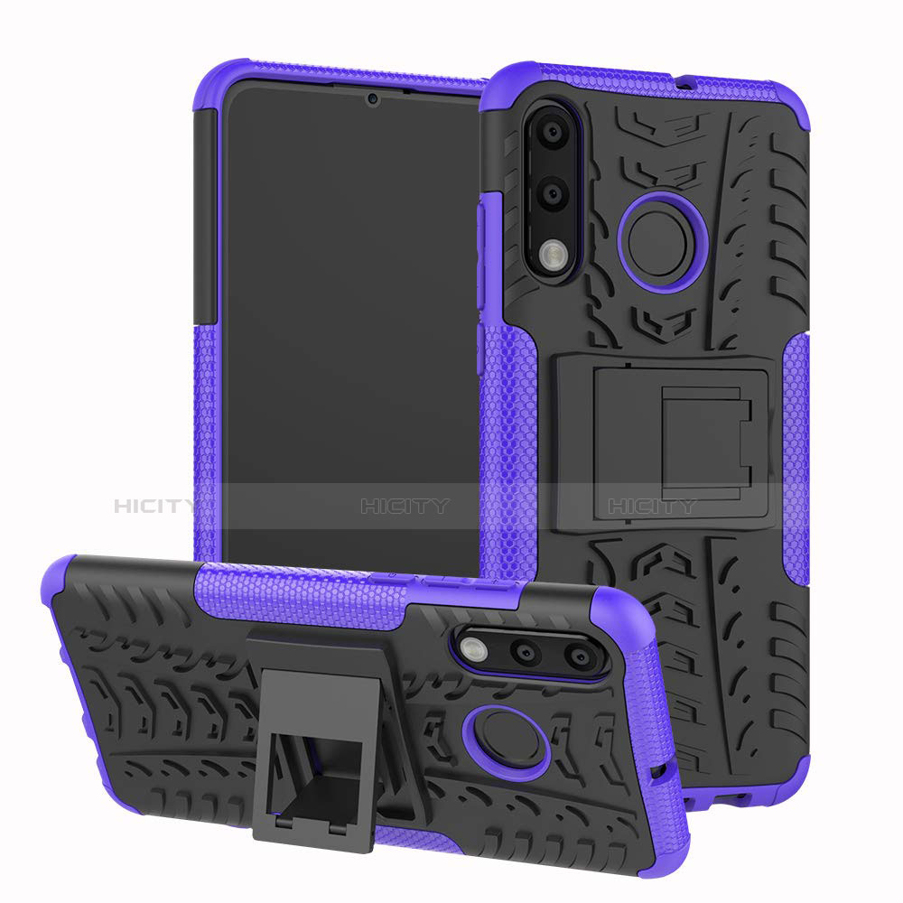 Custodia Silicone e Plastica Opaca Cover con Supporto A04 per Huawei P30 Lite New Edition Viola