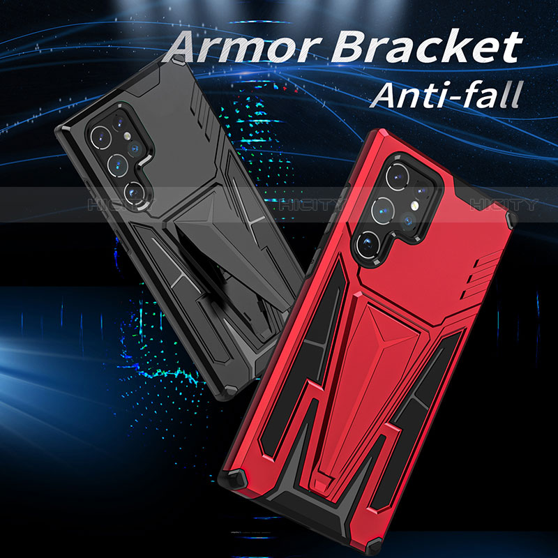 Custodia Silicone e Plastica Opaca Cover con Supporto A04 per Samsung Galaxy S21 Ultra 5G