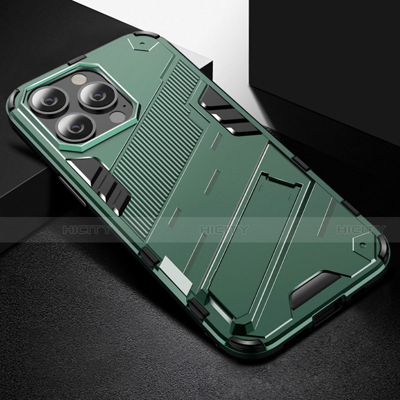 Custodia Silicone e Plastica Opaca Cover con Supporto A05 per Apple iPhone 13 Pro Max