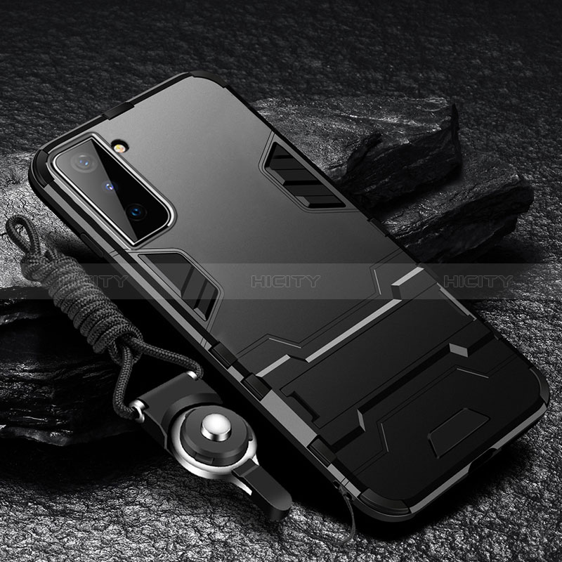 Custodia Silicone e Plastica Opaca Cover con Supporto A05 per Samsung Galaxy S24 Plus 5G Nero