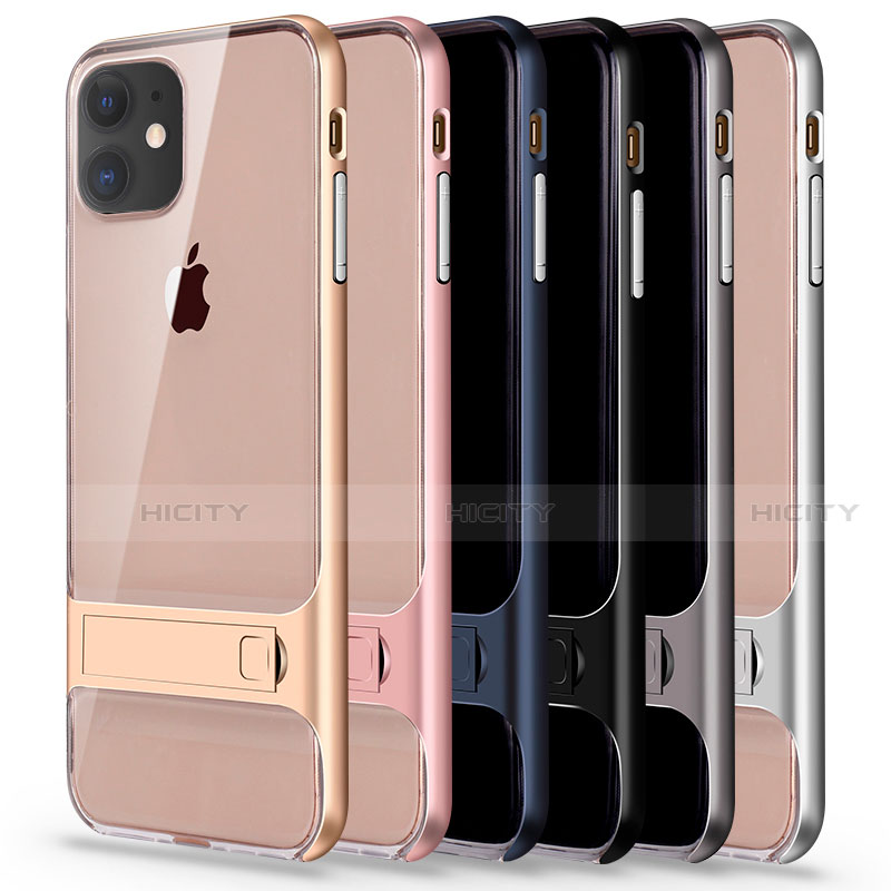 Custodia Silicone e Plastica Opaca Cover con Supporto A06 per Apple iPhone 11