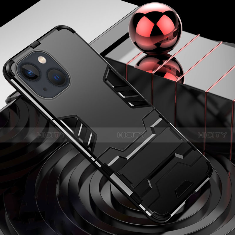 Custodia Silicone e Plastica Opaca Cover con Supporto A06 per Apple iPhone 13 Mini