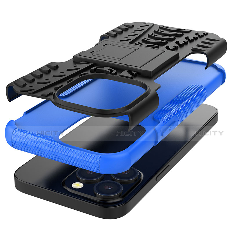 Custodia Silicone e Plastica Opaca Cover con Supporto A07 per Apple iPhone 13 Pro