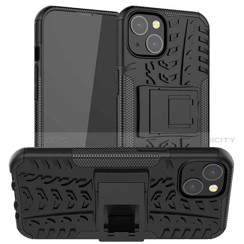 Custodia Silicone e Plastica Opaca Cover con Supporto A07 per Apple iPhone 14 Plus