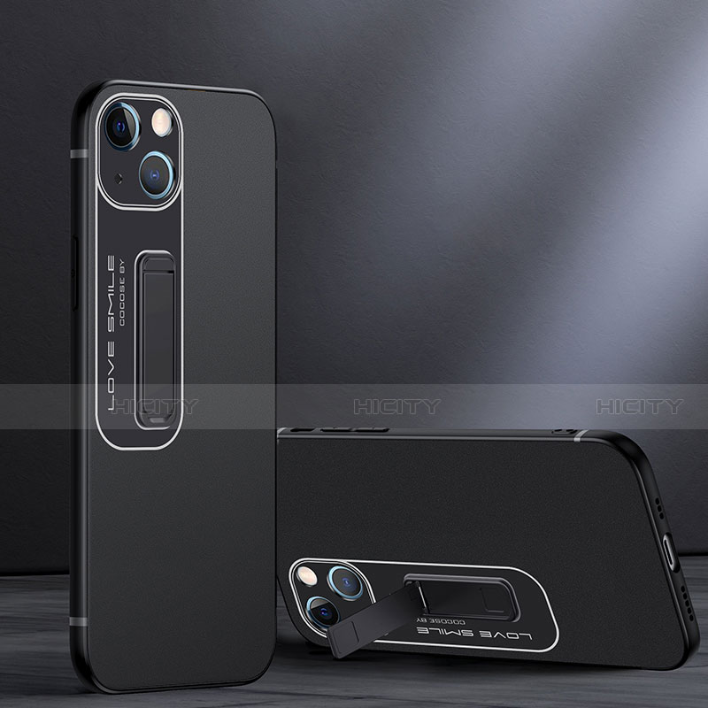 Custodia Silicone e Plastica Opaca Cover con Supporto A08 per Apple iPhone 13