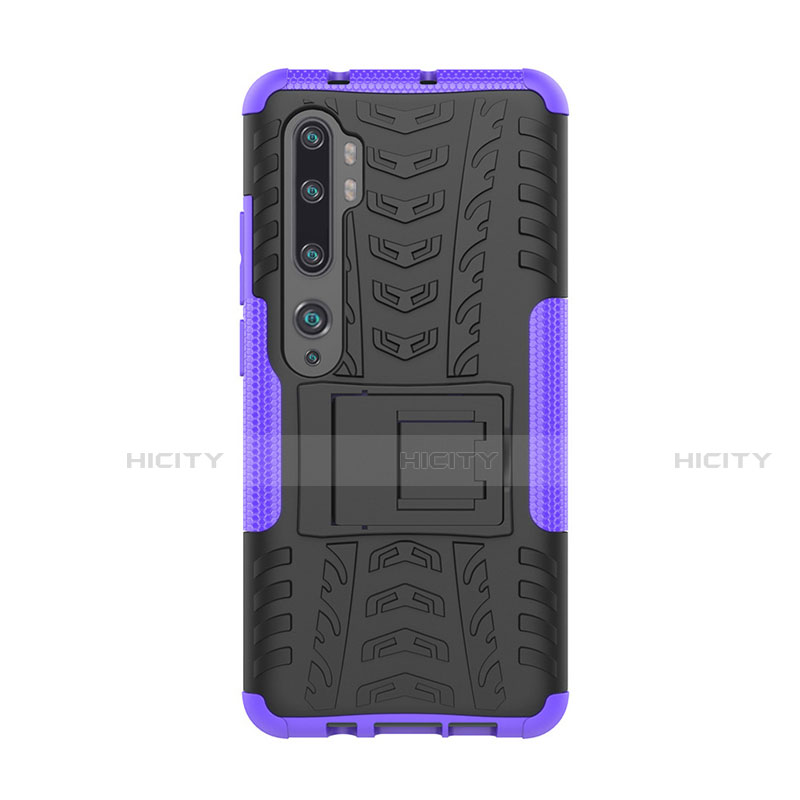 Custodia Silicone e Plastica Opaca Cover con Supporto D01 per Xiaomi Mi Note 10 Pro Viola