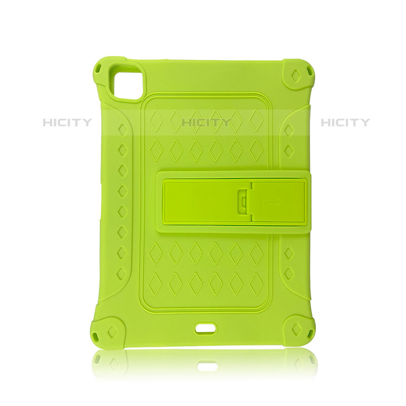 Custodia Silicone e Plastica Opaca Cover con Supporto H01 per Apple iPad Pro 11 (2021) Verde