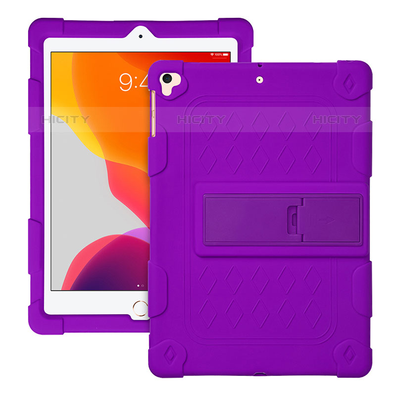 Custodia Silicone e Plastica Opaca Cover con Supporto H01 per Apple iPad Pro 9.7 Viola
