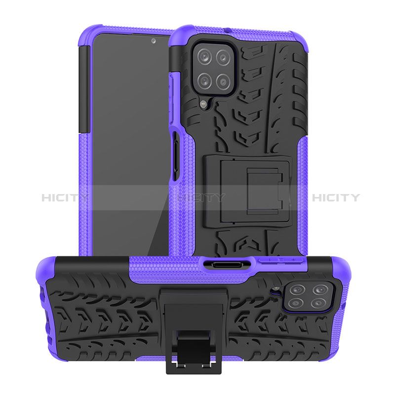Custodia Silicone e Plastica Opaca Cover con Supporto J01X per Samsung Galaxy A12 Nacho