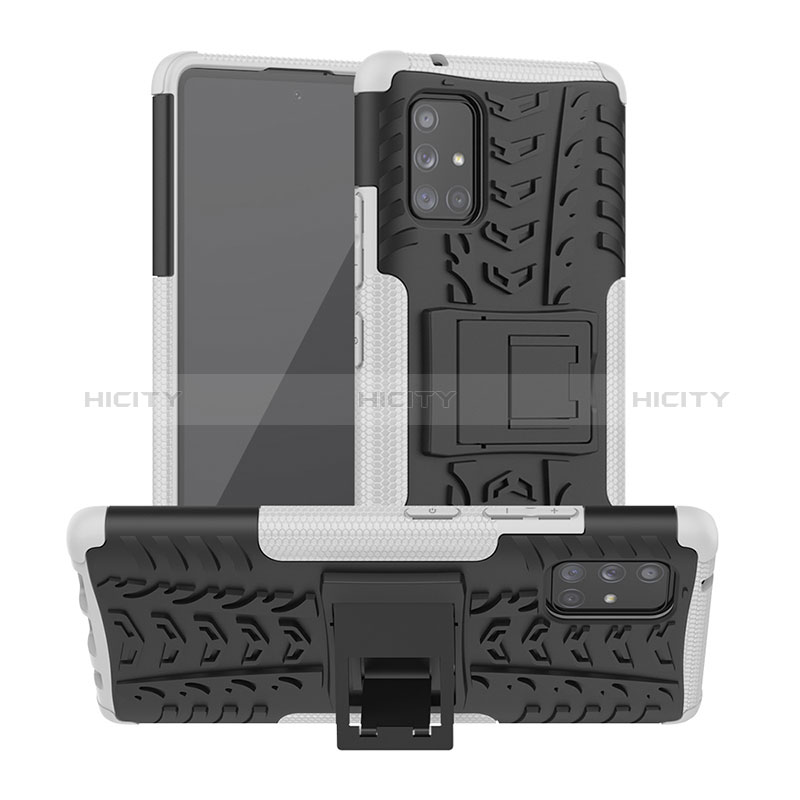 Custodia Silicone e Plastica Opaca Cover con Supporto J01X per Samsung Galaxy A71 4G A715