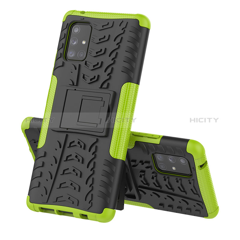 Custodia Silicone e Plastica Opaca Cover con Supporto J01X per Samsung Galaxy A71 5G Verde