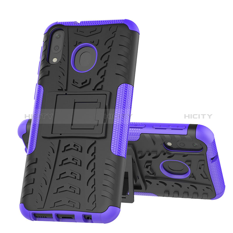 Custodia Silicone e Plastica Opaca Cover con Supporto J01X per Samsung Galaxy M20 Viola