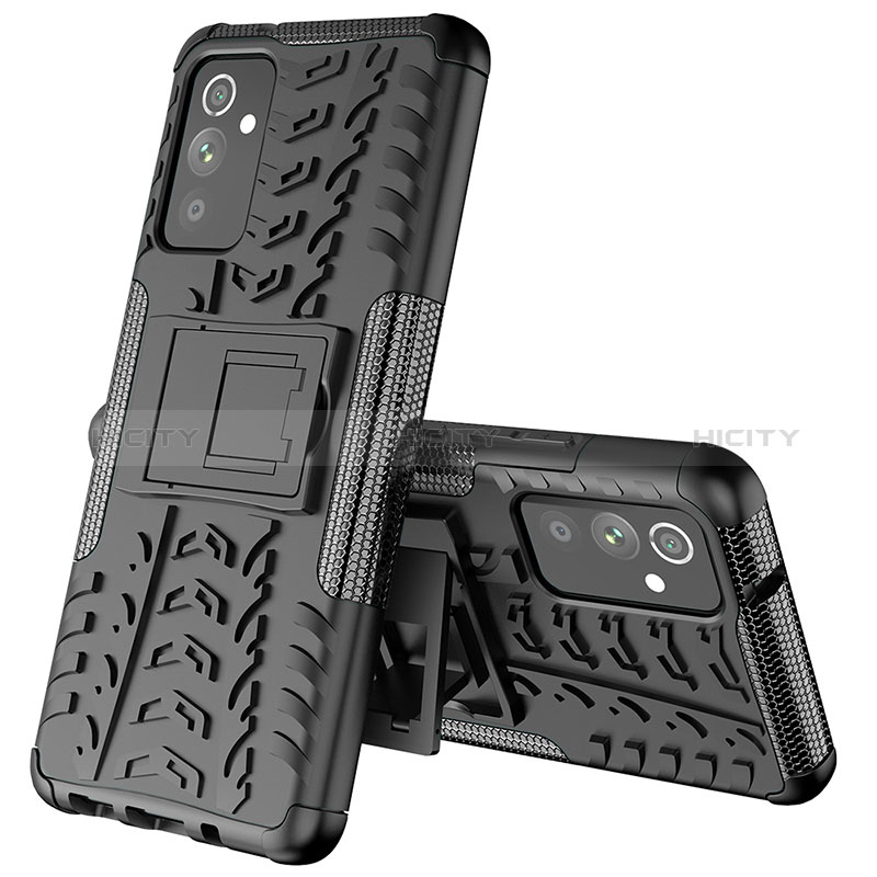 Custodia Silicone e Plastica Opaca Cover con Supporto J01X per Samsung Galaxy Quantum2 5G Nero