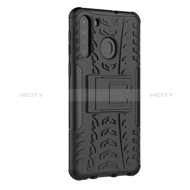 Custodia Silicone e Plastica Opaca Cover con Supporto J02X per Samsung Galaxy A21