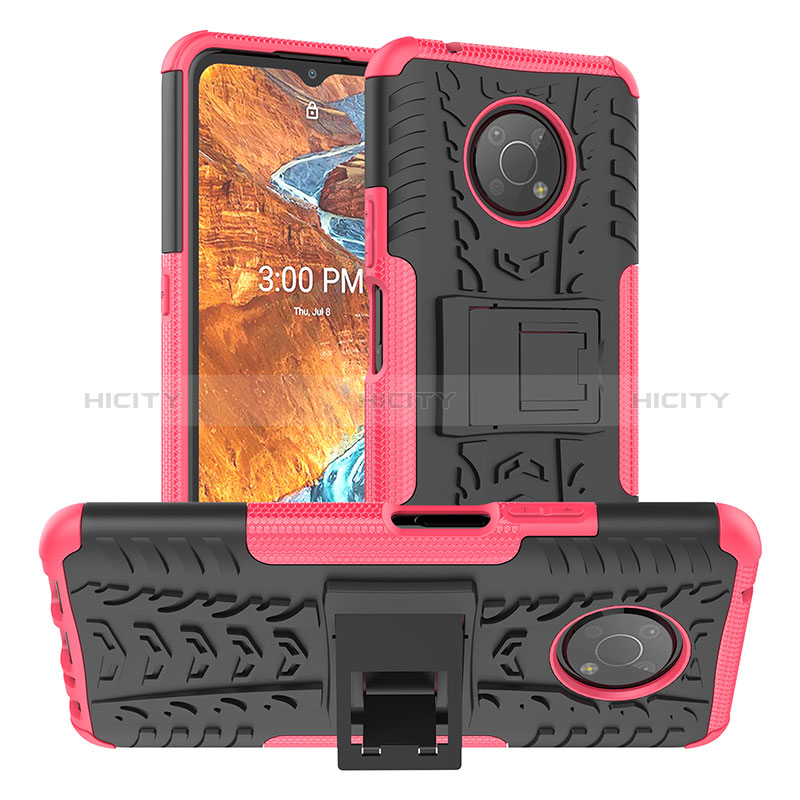Custodia Silicone e Plastica Opaca Cover con Supporto JX1 per Nokia G300 5G Rosa Caldo