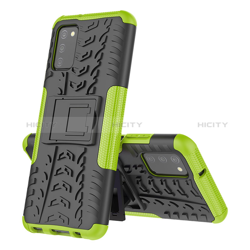 Custodia Silicone e Plastica Opaca Cover con Supporto JX1 per Samsung Galaxy A02s Verde