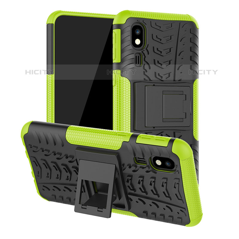 Custodia Silicone e Plastica Opaca Cover con Supporto JX1 per Samsung Galaxy A2 Core A260F A260G Verde