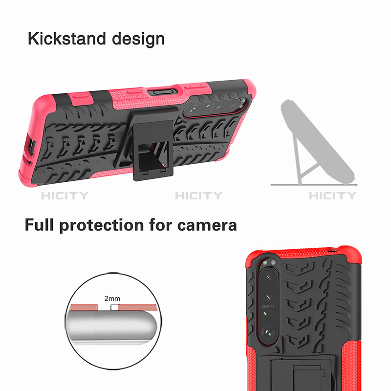 Custodia Silicone e Plastica Opaca Cover con Supporto JX1 per Sony Xperia 1 III
