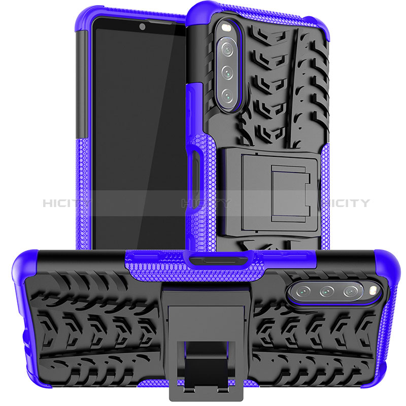 Custodia Silicone e Plastica Opaca Cover con Supporto JX1 per Sony Xperia 10 III SO-52B Viola