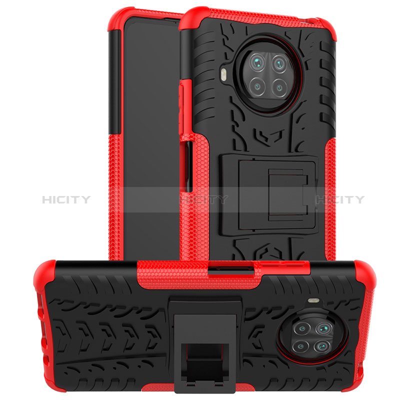 Custodia Silicone e Plastica Opaca Cover con Supporto JX1 per Xiaomi Mi 10T Lite 5G Rosso