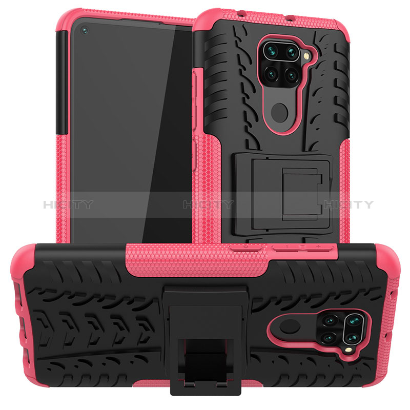 Custodia Silicone e Plastica Opaca Cover con Supporto JX1 per Xiaomi Redmi 10X 4G Rosa Caldo